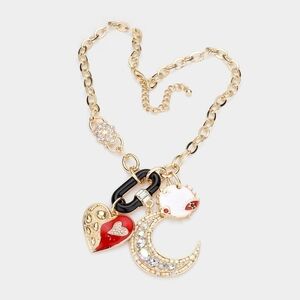 NEW‎ Crystal Moon Stars Evil Eye Charm Pendant Necklace